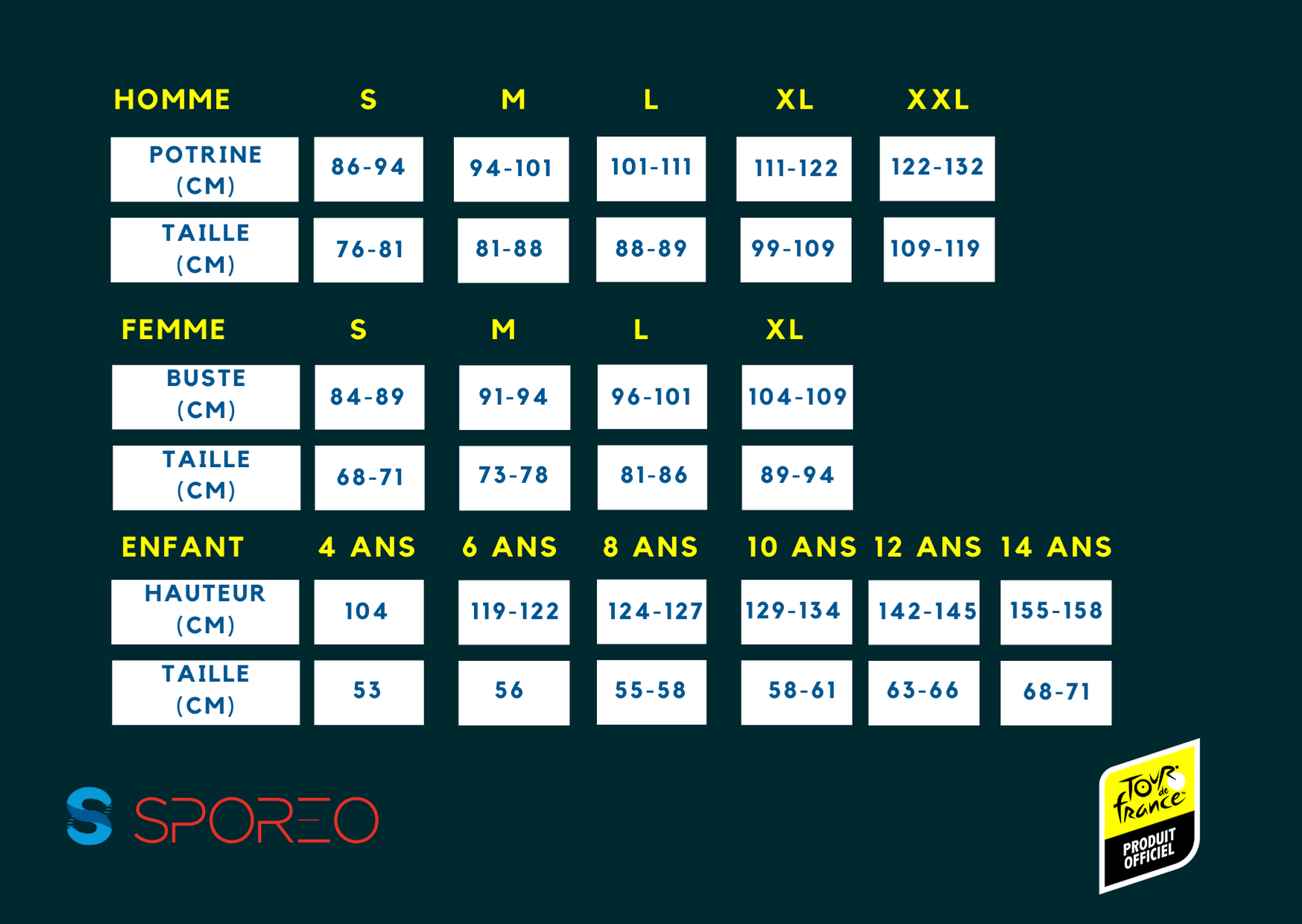 Guide des tailles le coq sportif top